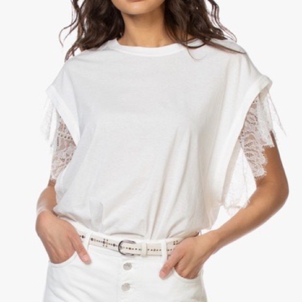 IRO Dunes White Short Sleeve Lace TShirt